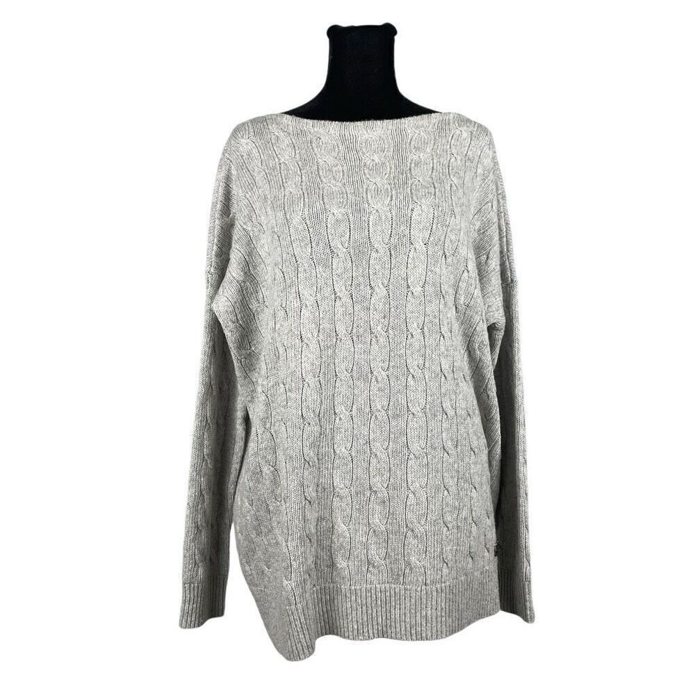 Ralph Lauren Sport‎ Gray Cable Knit Wool High Neck Sweater - Women’s M